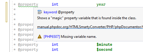 PHPDoc property validation